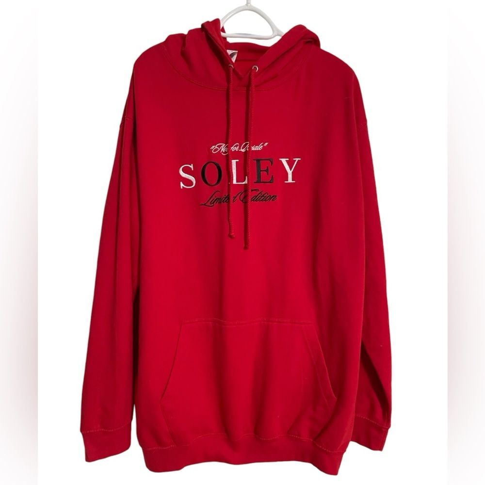 Soley Hoodie Fire Engine Red Streetwear Embroidered Not For Resale‎ Mens XL